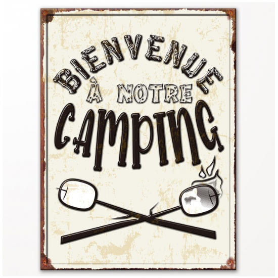 Affiche Métal Bienvenue À Notre Camping